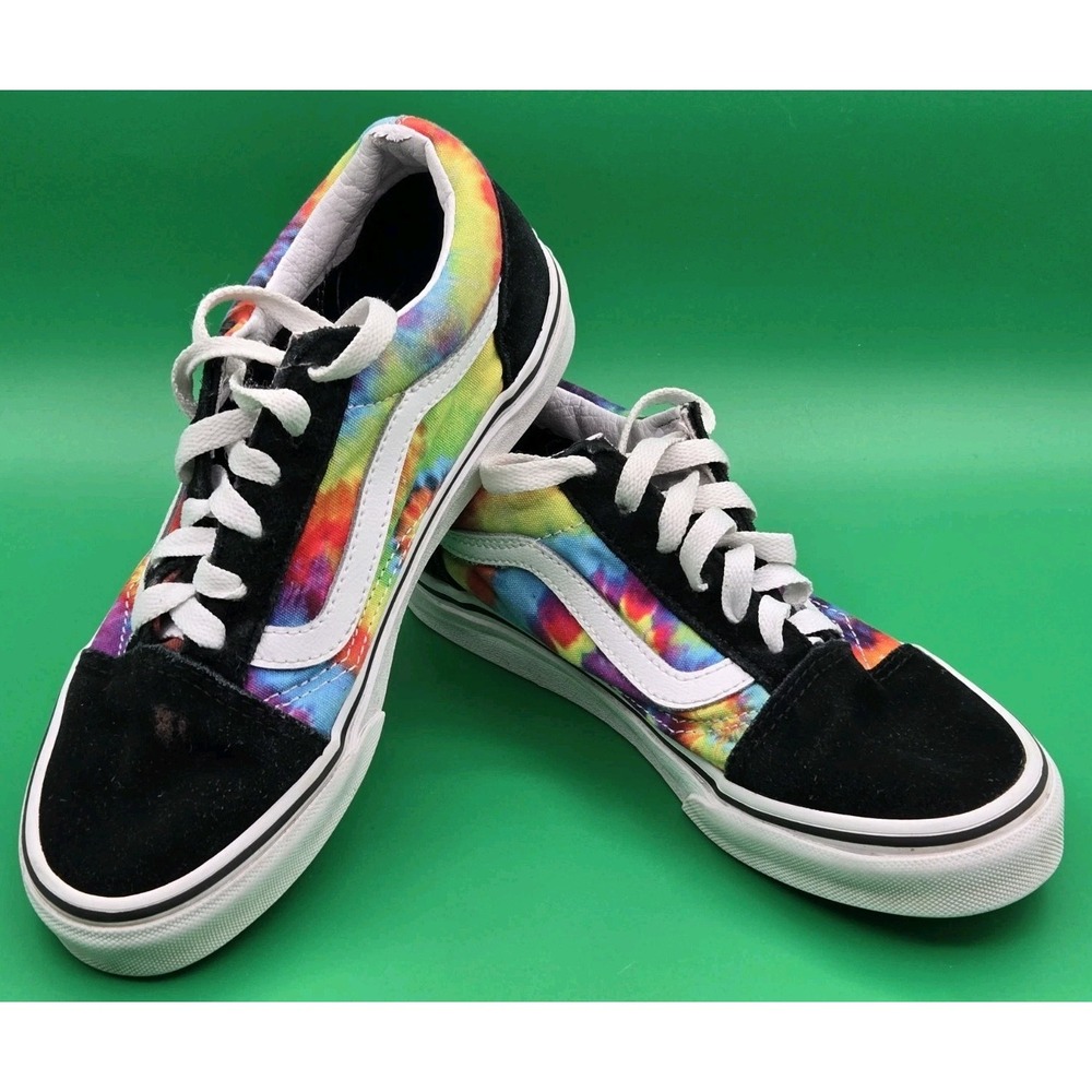 Vans Old Skool Skater Rainbow Tie Dye And Black Suede Size 3